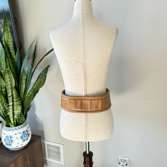 Vintage YSL Genuine Leather Wide Belt - Tan and Silver Hardware - Size: Small - Picture 6 of 14